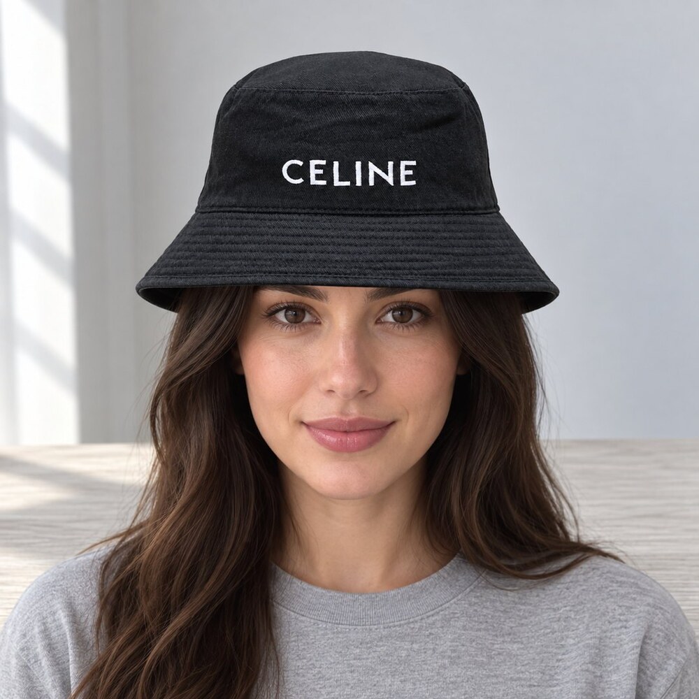 CELINE Black Cotton Bucket Hat - Picture 2 of 6